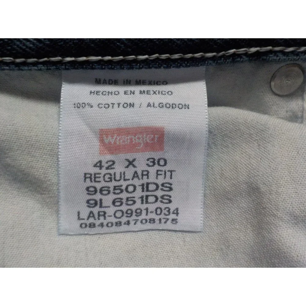 Wrangler Regular Fit Blue Denim Jeans Straight Leg Mens